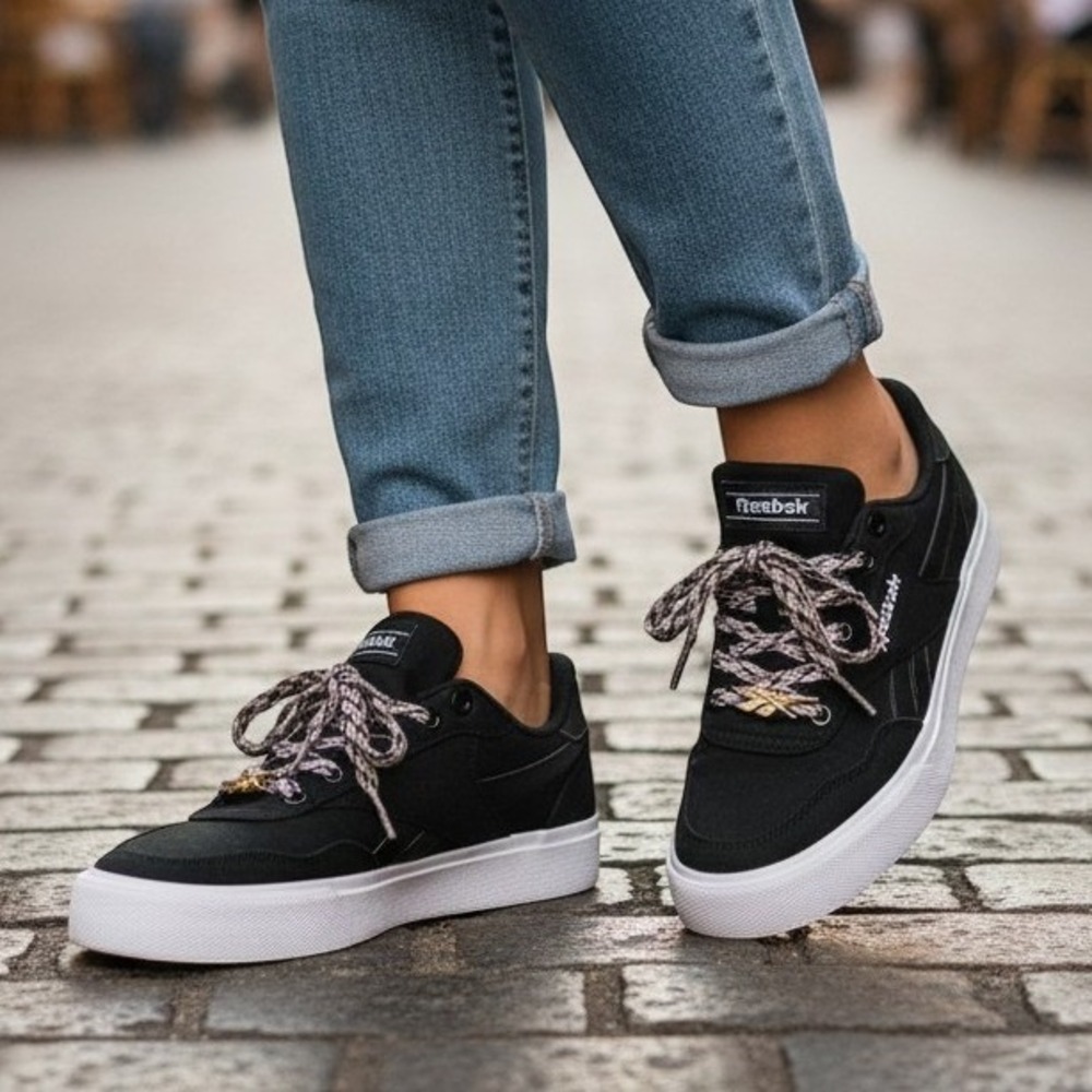 Reebok Black and White Women's Sneakers